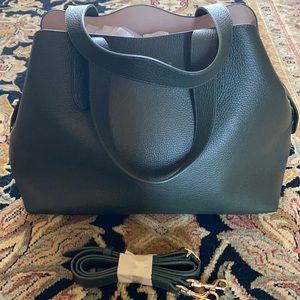 Cuyana Forest Green Zippered Satchel Bag Purse